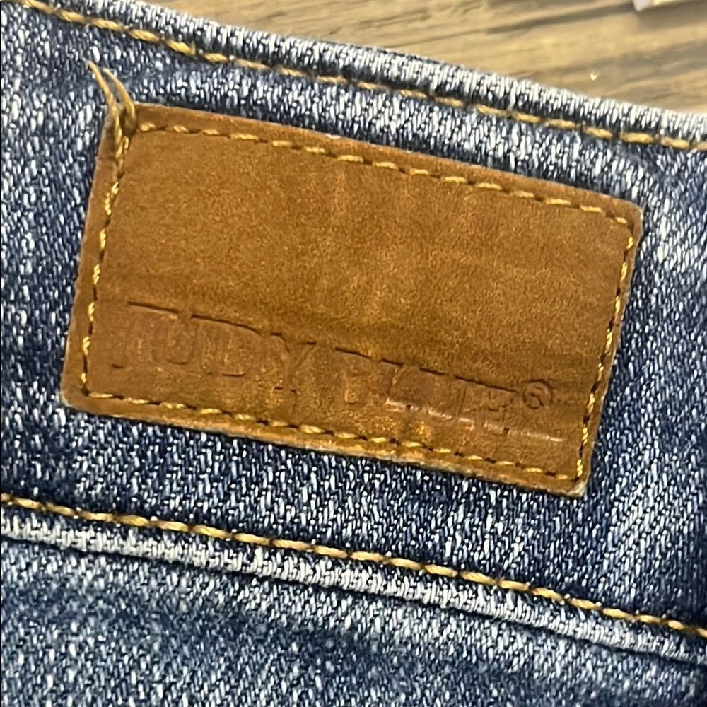 Judy Blue Button Zip Criss Cross Distressed Denim High Waist Women's Shorts 2XL - Picture 8 of 15